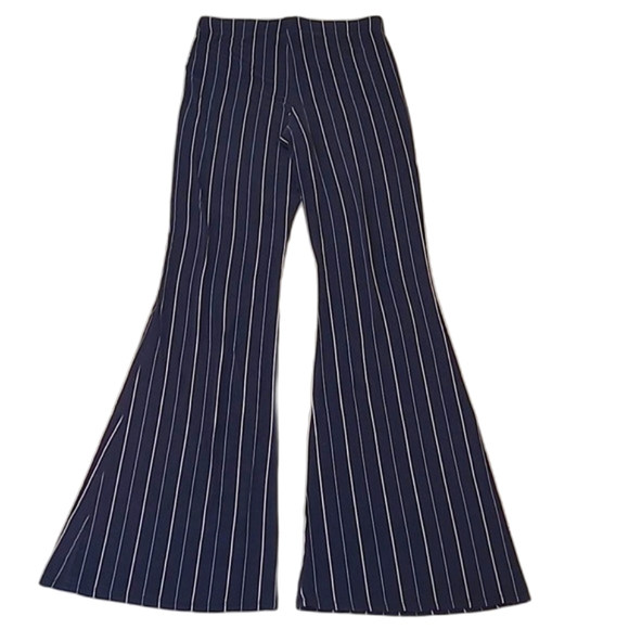 Forever 21 Flare Pinstriped Dress Pants High Waist Rise Bell Bottoms Casual Tall - Picture 1 of 16